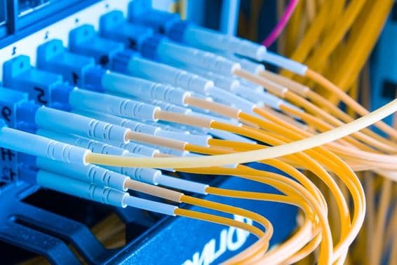 Optical connections configured in a patch panel.