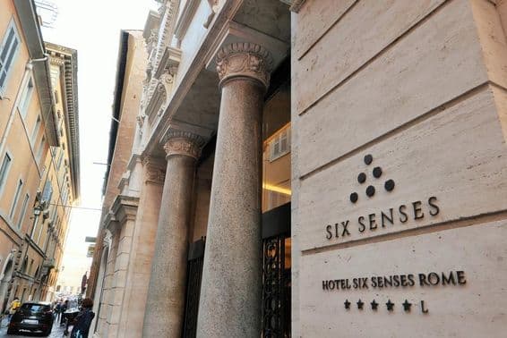 Sign of a 5-star Six Senses hotel in Rome.
