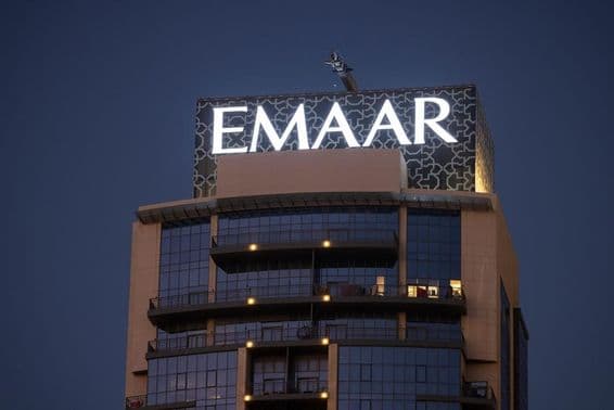EMAAR logo visible on the top of a skyscraper.