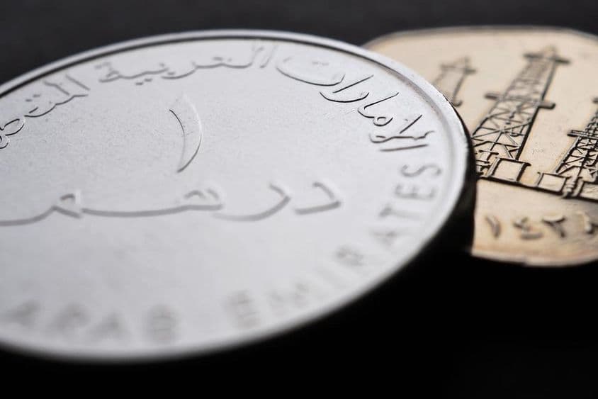 UAE 1 dirham coin.
