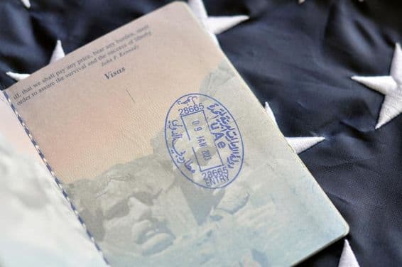 UAE entry stamp in passport.