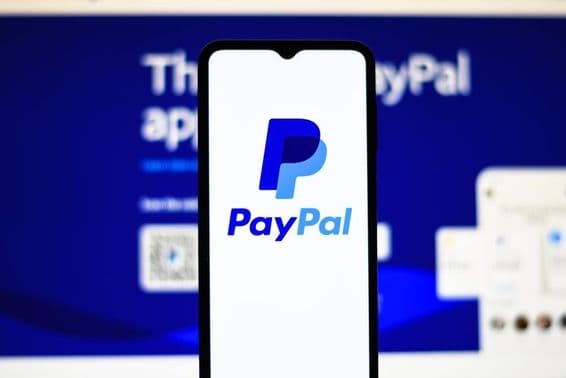 PayPal logo on a phone.