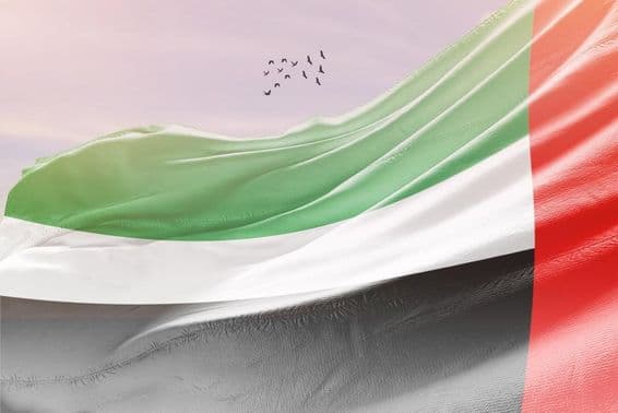 UAE flag waving in the wind.