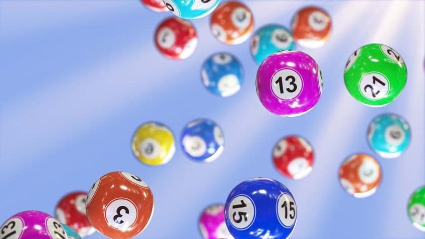 Colorful balls with lottery numbers.