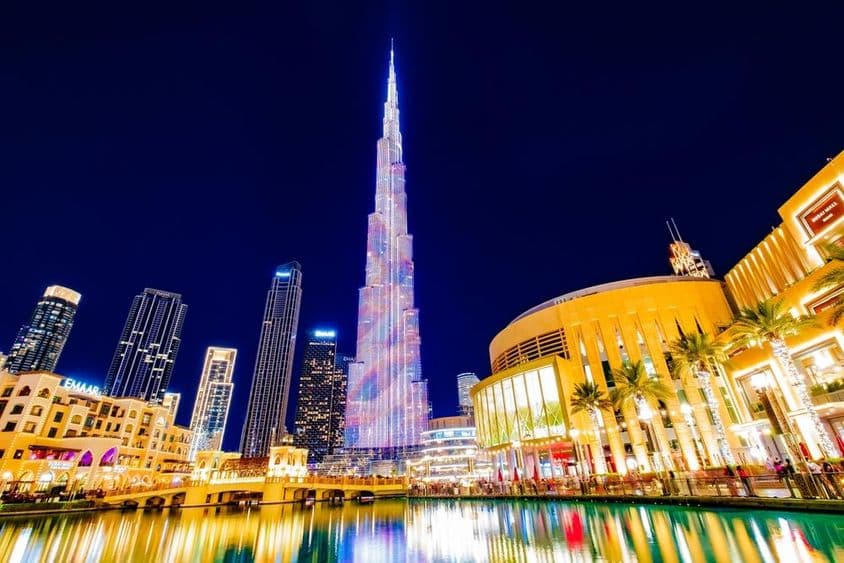 Burj Khalifa illuminated.