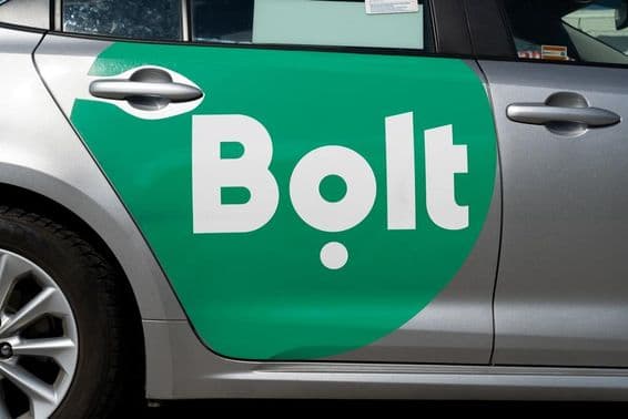 Bolt logo on a car's side.