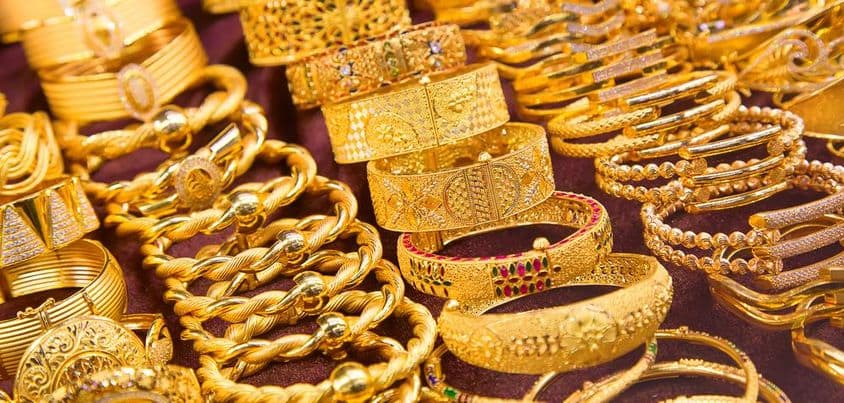 Dubai gold market, 24 karat gold bracelets.