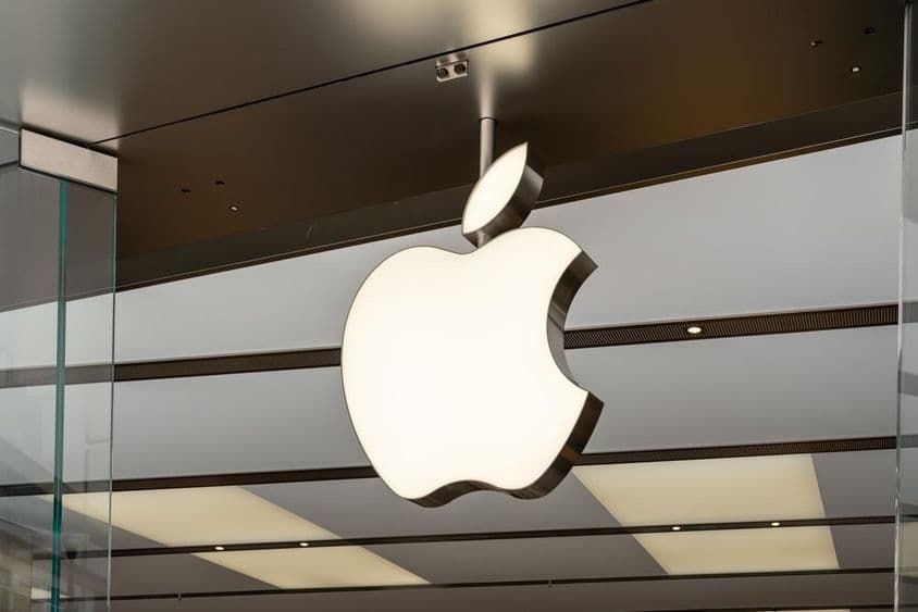 Apple Inc logo above entrance.