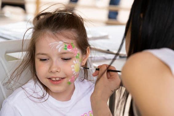 Face painting on a young girl's face.