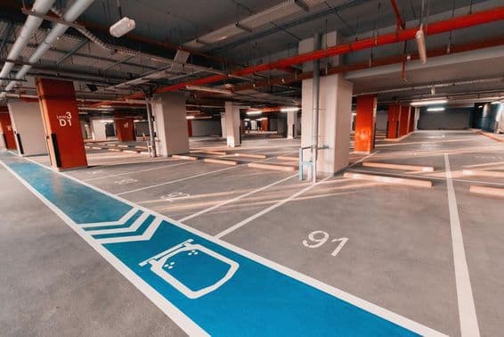 Dubai parking garage, currently empty.