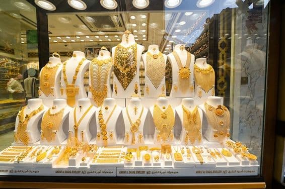 Dubai gold shop display.