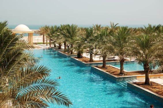 Ras Al Khaimah swimming pool by the sea.