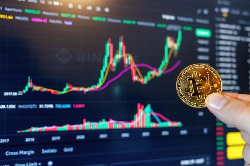 Bitcoin shows positive growth on the Binance trading platform chart.