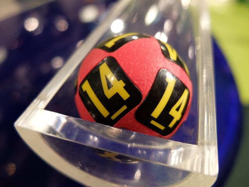Number 14 on a lottery ball.