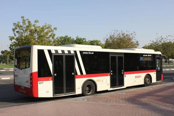 Dubai bus at the stop.