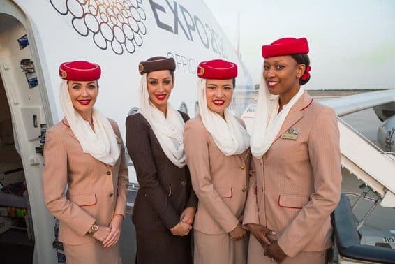 Members of the Emirates airline cabin crew.