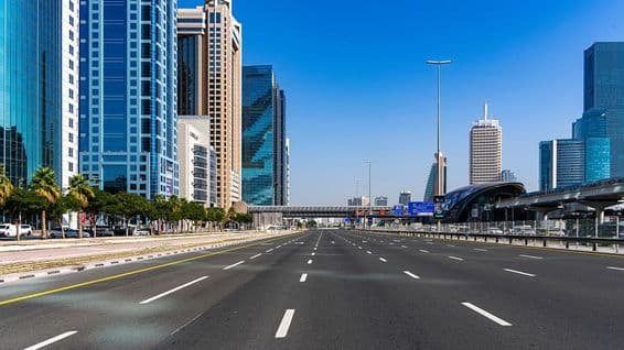 Dubai Sheik Zayed Road towards Abu Dhabi.
