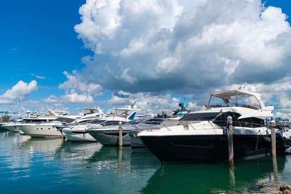 Yacht in a marine harbor.