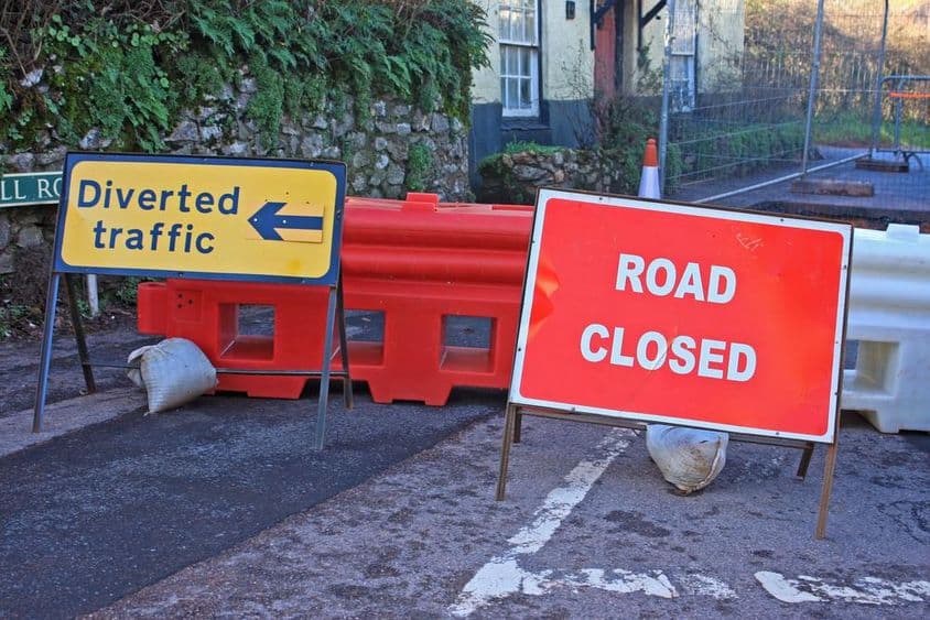 Road closure diversion.