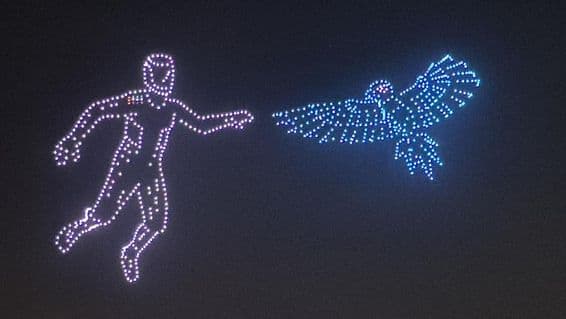 Drone Show in Bluewaters Island, Dubai, United Arab Emirates.