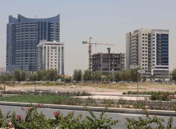 Residential buildings in the Dubai Land Residence complex community.