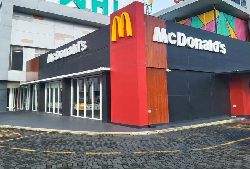 McDonald's restaurant in a small street.