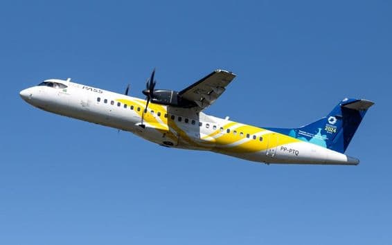 ATR 72-600 aircraft in the air.