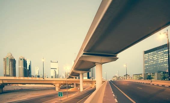 Roads and bridge on Sheikh Zayed Road in Dubai.