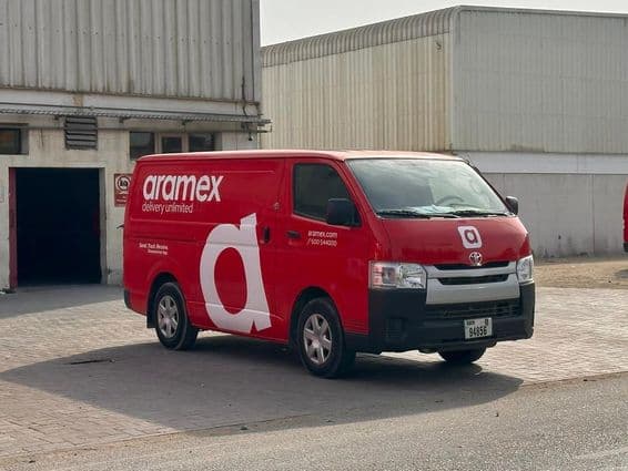 Aramex van setting out for work.