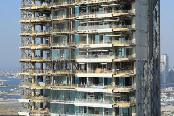 Skyscraper construction in Dubai city.