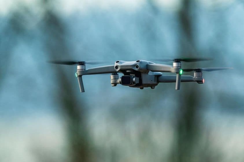 Drone flying in the air.