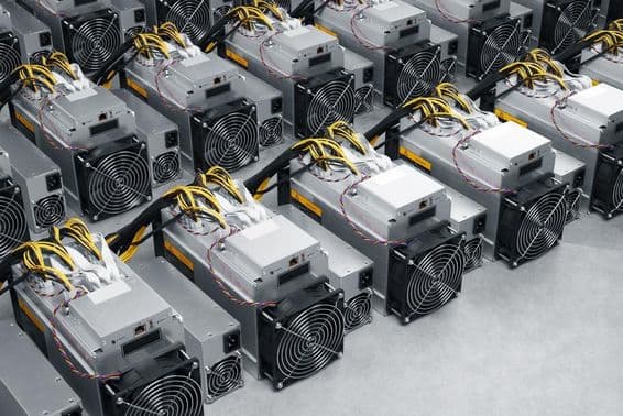 Bitcoin cryptocurrency mining machine.