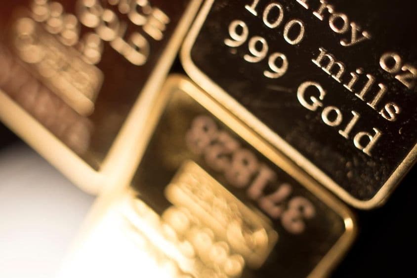 Refined pure gold 999.9 one ounce unminted precious metal.