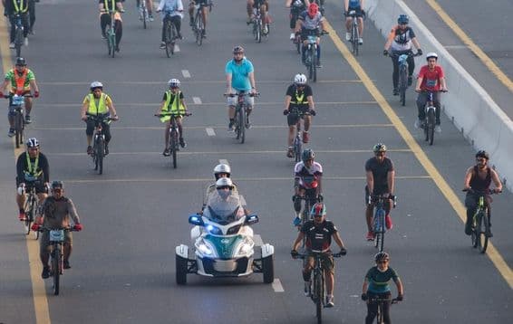 Dubai cycling race, road closures.