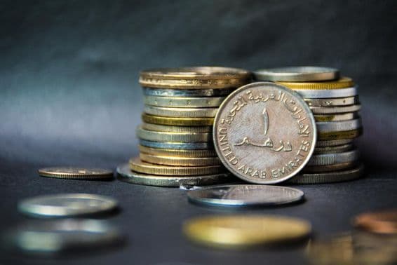 Coins in the United Arab Emirates.
