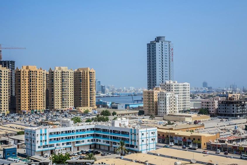 Ajman cityscape, the capital of the Ajman emirate in the United Arab Emirates.