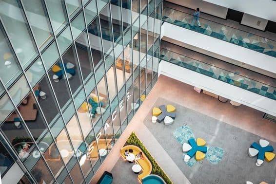 Interior of a modern office building in Dubai.