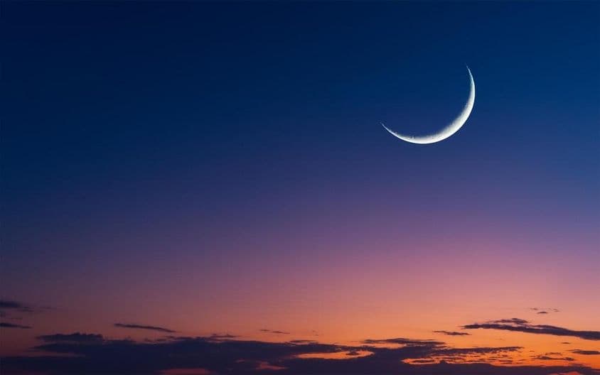 Ramadan Islamic nightfall with an eastern moon.