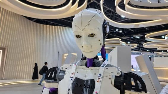 AI-powered robot at GITEX Global 2023 event.