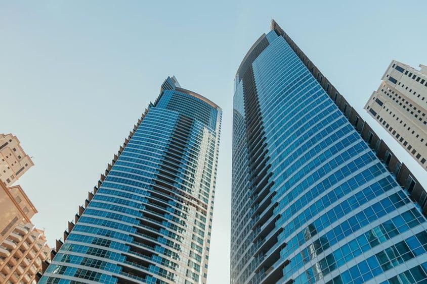 Modern skyscrapers in the city of Dubai.