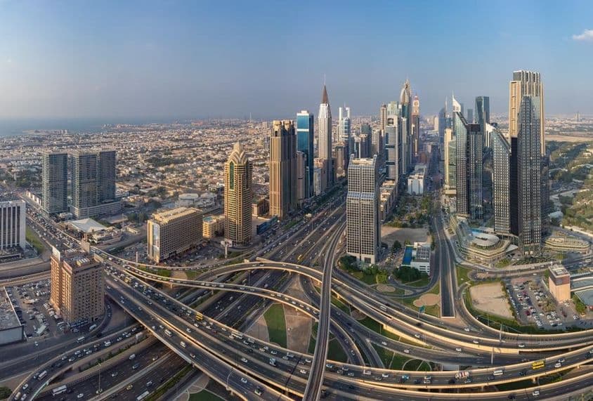 Intersection of Al Safa Street and Sheikh Zayed Road.
