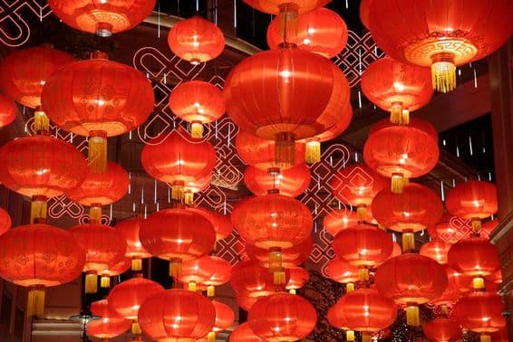 Festive lanterns celebrating the Chinese New Year.