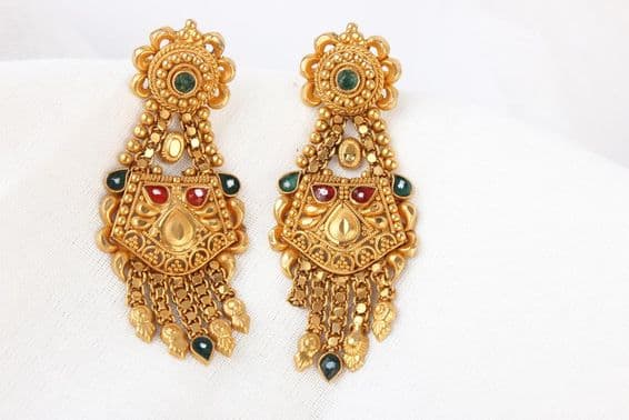 Traditional Indian gold earrings.