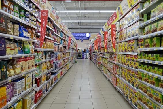 A Carrefour supermarket aisle in Dubai.