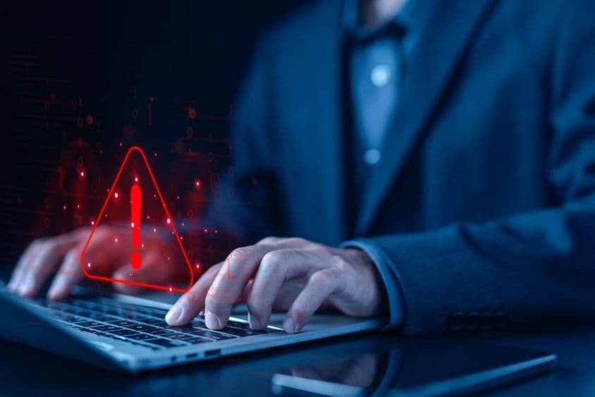 Cyber attack warning symbol.