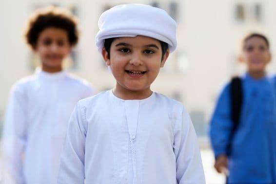 Arab Emirates student on a school campus in Dubai.