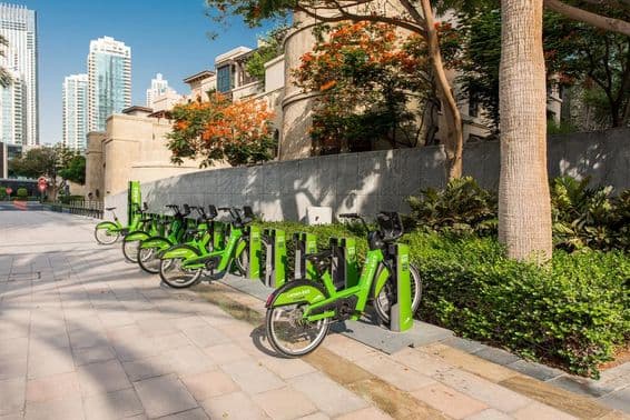 Careem bike rental company in downtown Dubai.