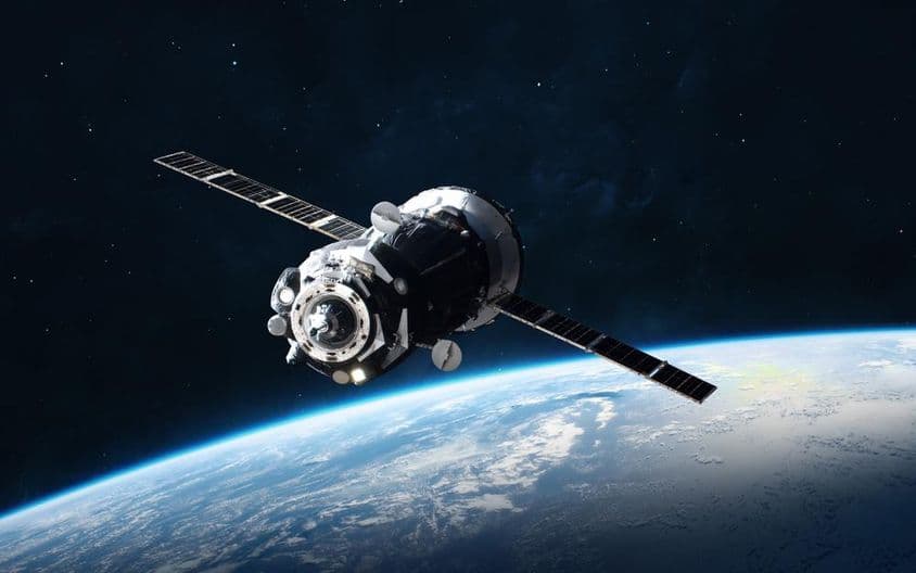 Satellite orbiting the Earth.