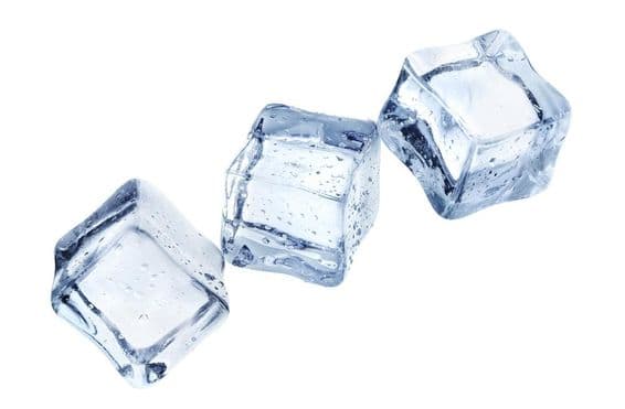 Three fine ice cubes floating in space.