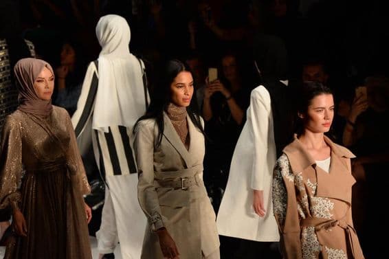 Girls on the runway at Modest Fashion Week.